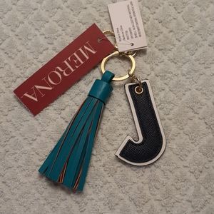 Merona Initial Keychain Black J with Blue Tassel
